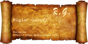 Rigler Gazsó névjegykártya